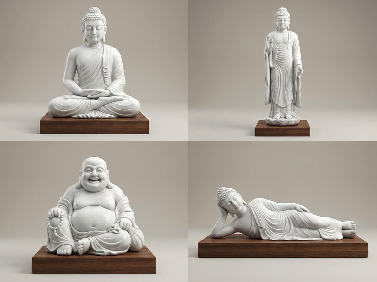 Different Buddha sculpture poses and their meanings