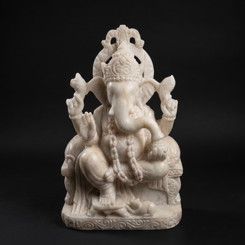 Hand-Carved Lord Ganesha Stone Sculpture for Home Temple - hero-light