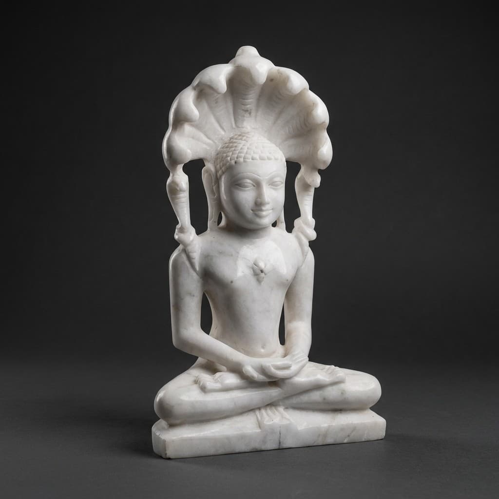 Hand-Carved Bhagwan Parshwanath Stone Statue