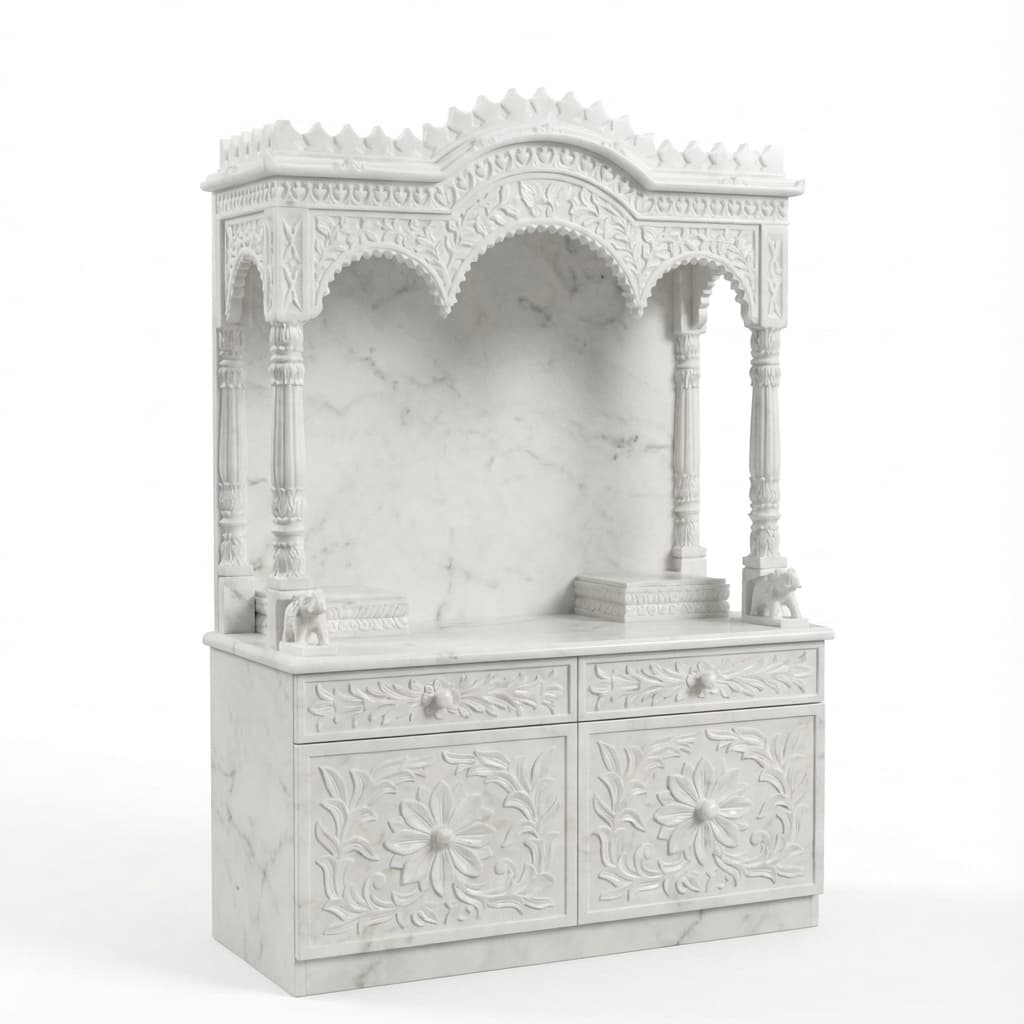 Exquisite Hand-Carved Ornate Stone Home Temple