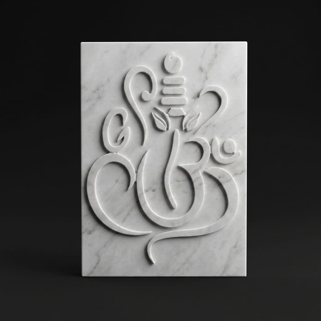 Handcrafted Ganesha Stone Wall Relief Mural