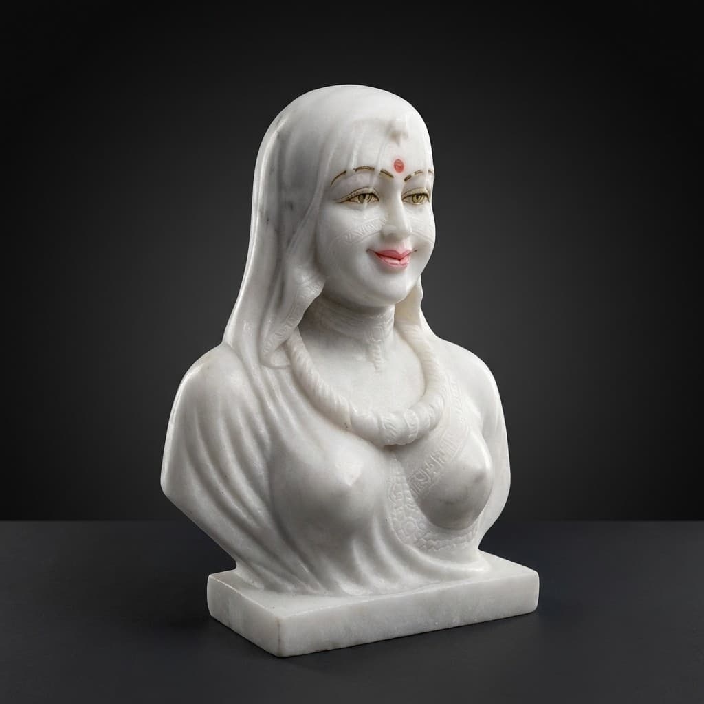 Exquisite Hand-Carved Bani Thani Stone Bust Sculpture