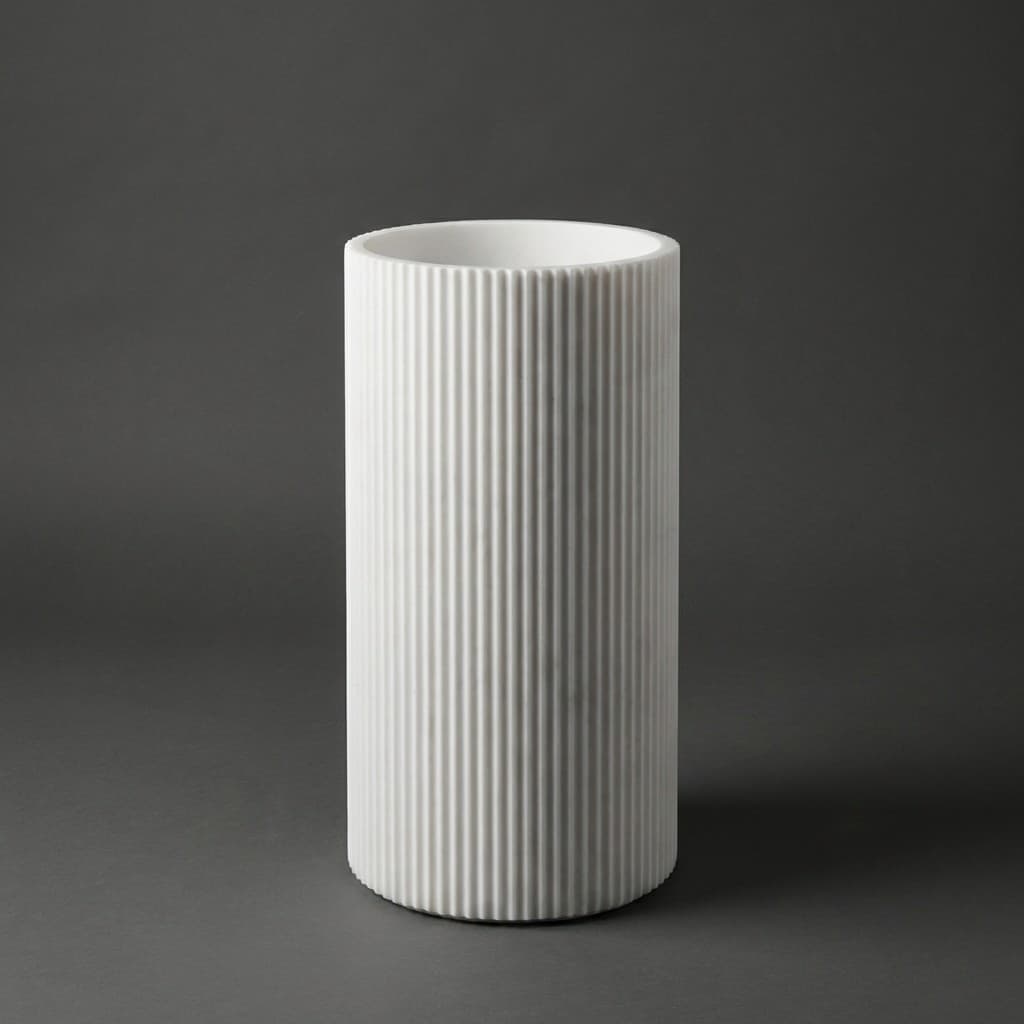 Artisan Ribbed Pedestal Stone Basin - Retro-Contemporary Design - hero-light