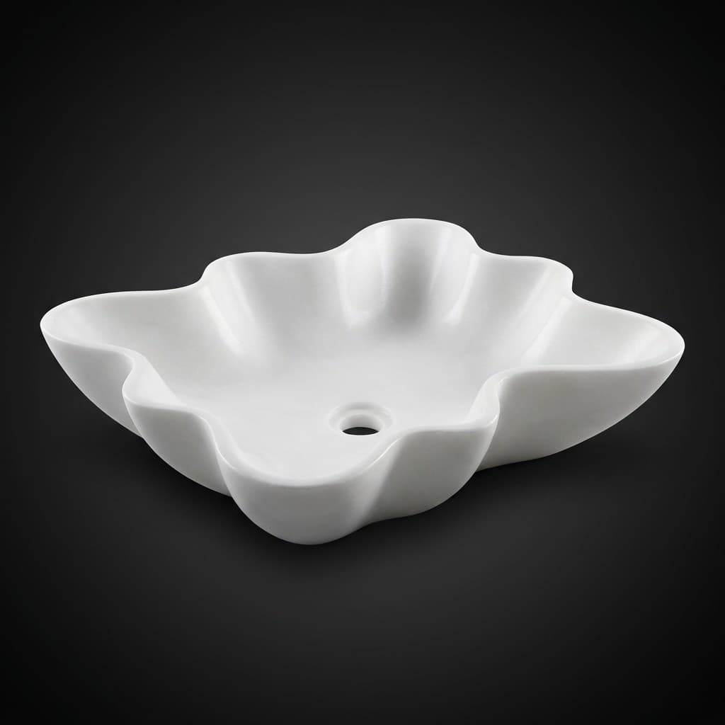 Hand-Carved Leaf Design Artisan Stone Vessel Sink