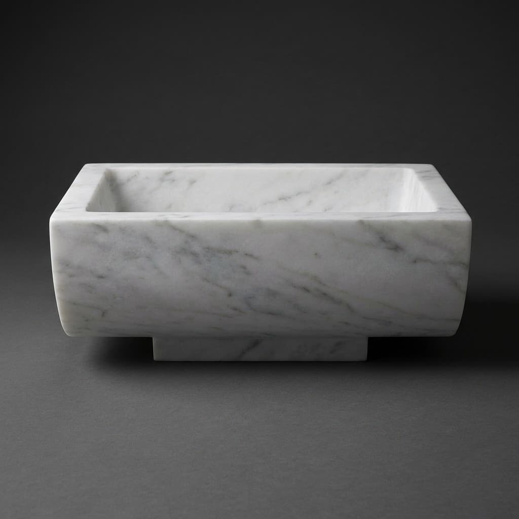 Artisan Hand-Carved Rectangular Stone Vessel Sink