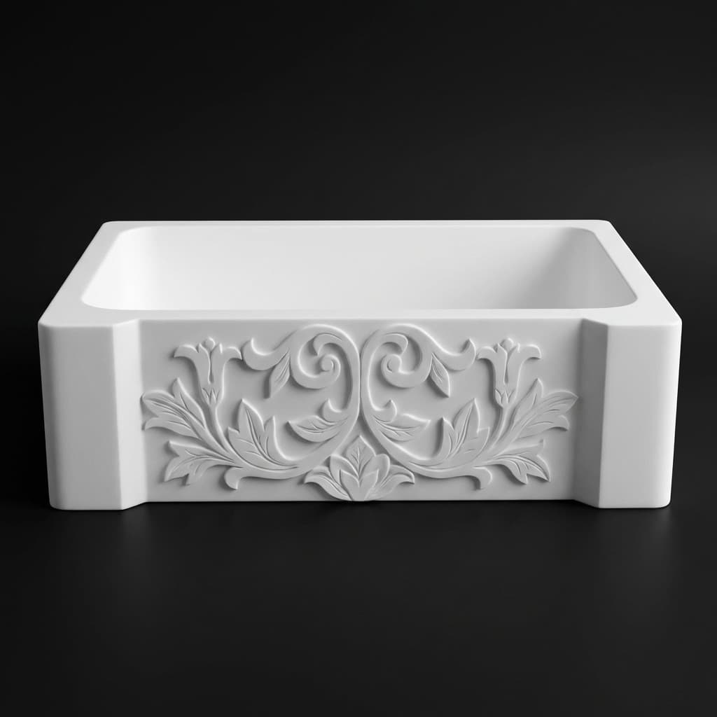 Hand-Carved Versailles Artisan Stone Farmhouse Sink