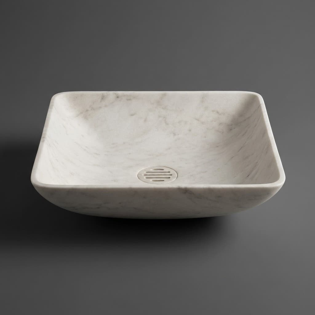 Artisan Hand-Carved Contour Stone Vessel Sink
