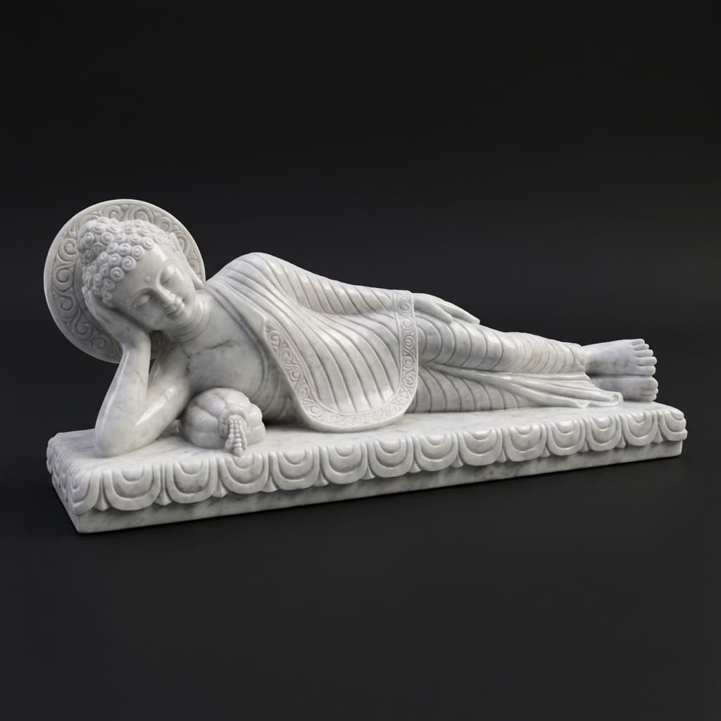 Serene Artisan Hand-Carved Reclining Sleeping Buddha Statue