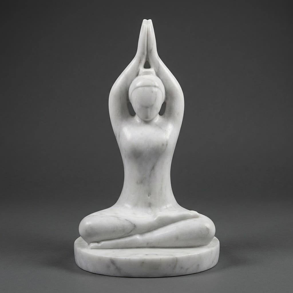 Hand-Carved Artisan Bali Stone Sculpture in Meditating Yoga Pose