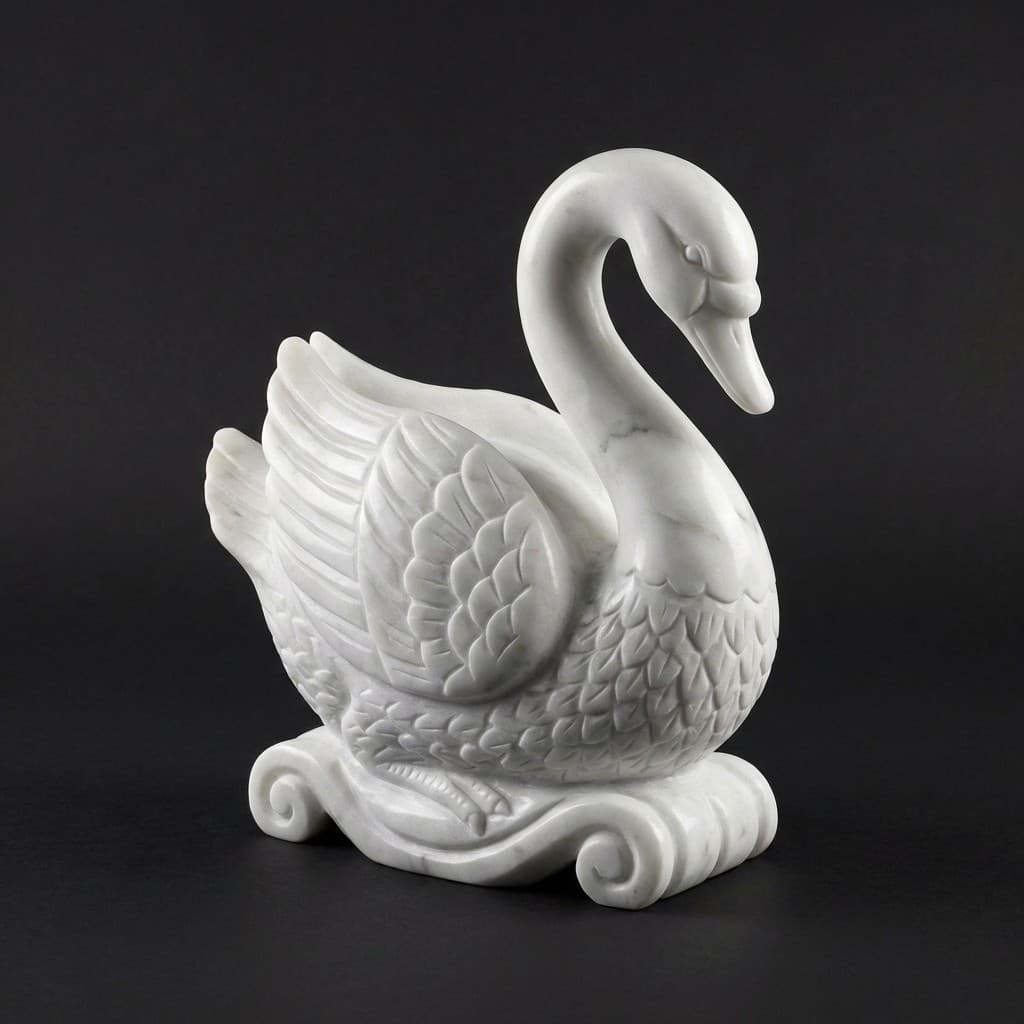 Artisan Hand-Carved Graceful Swan Stone Sculpture