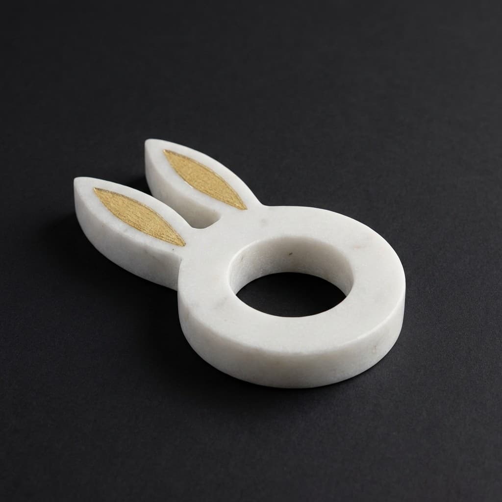 Exquisite Artisan Hand-Carved Bunny Stone Egg Holder - hero-light