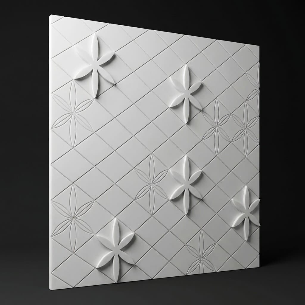 Artisan Hand-Carved Floral Pattern Stone Wall Carving