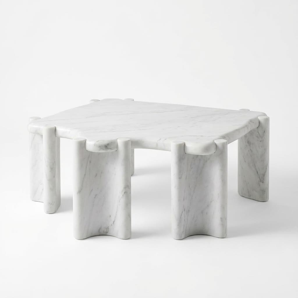 Hand-Carved Sculptural Stone Coffee Table with Organic Silhouette