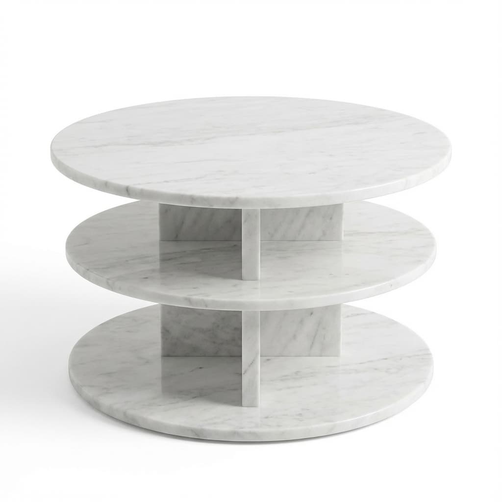 Elegant Handcrafted Circular Stone Coffee Table