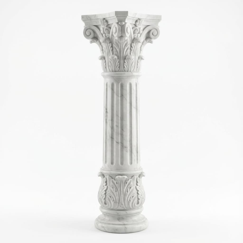 Hand-Carved Corinthian Fluted Stone Column