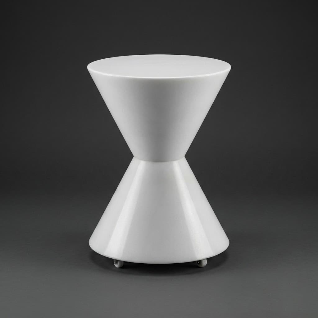 Artisan Hand-Carved Geometric Stone Stool & Side Table