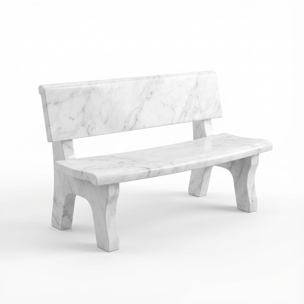 Hand-Carved Artisan Stone Park Bench with Backrest
