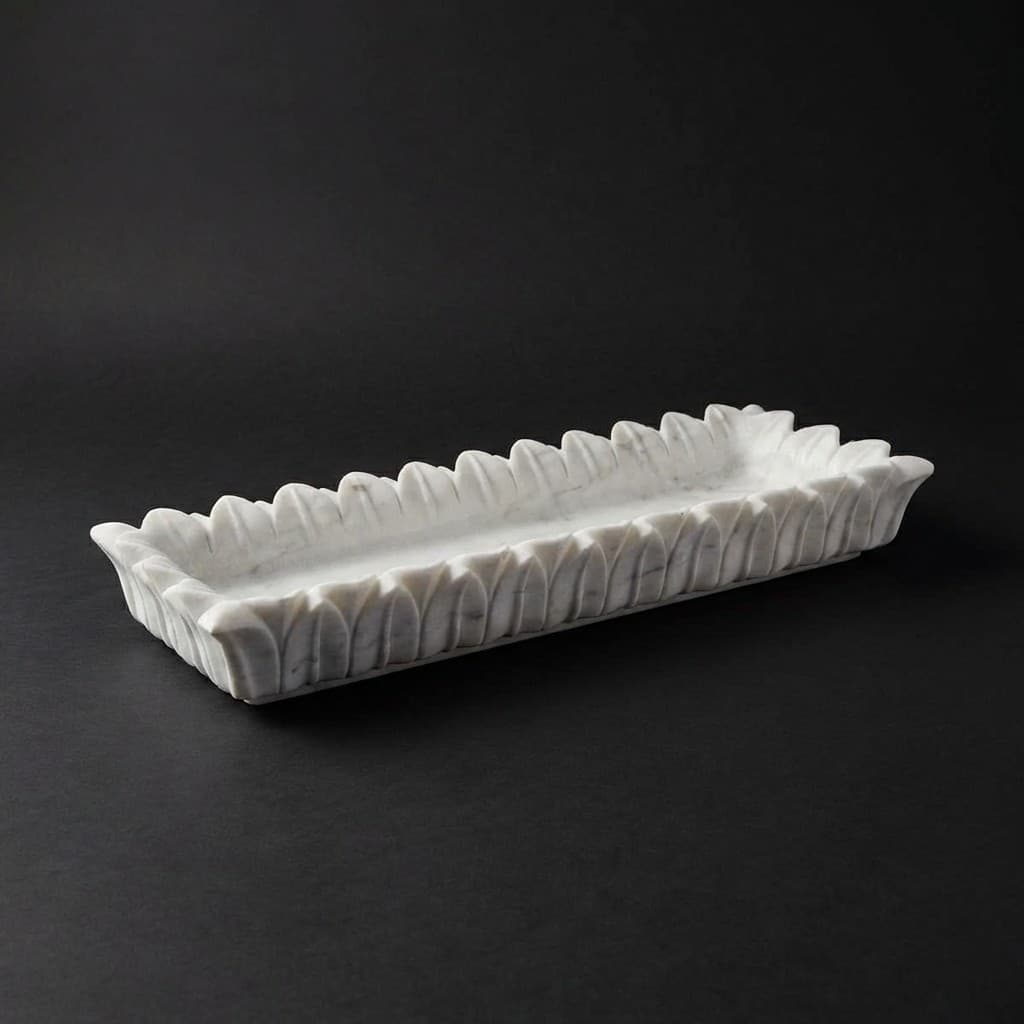 Chandra Hand-Carved Rectangular Stone Urli Bowl