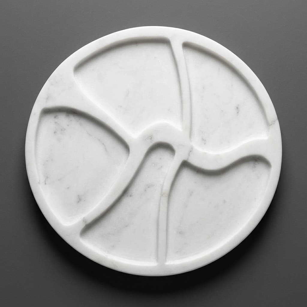 Artisan Hand-Carved Sectional Stone Serving Tray