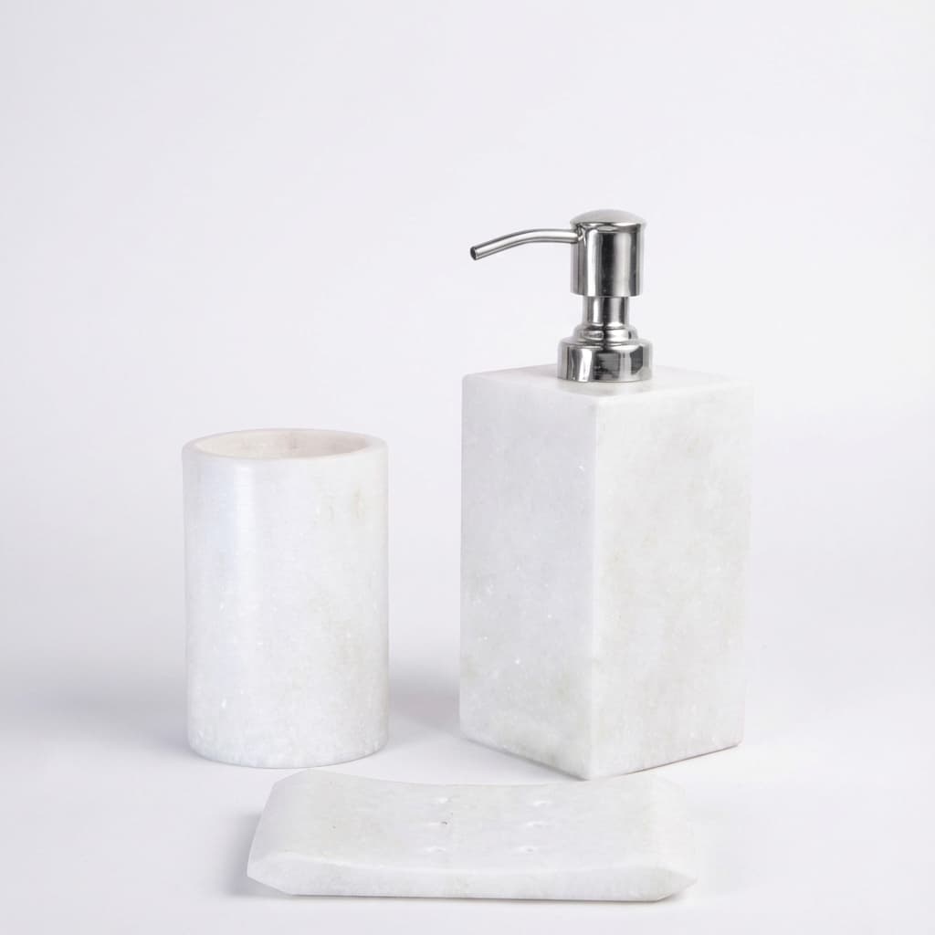 Artisan Hand-Carved Luxury Stone Bathroom Accessory Set