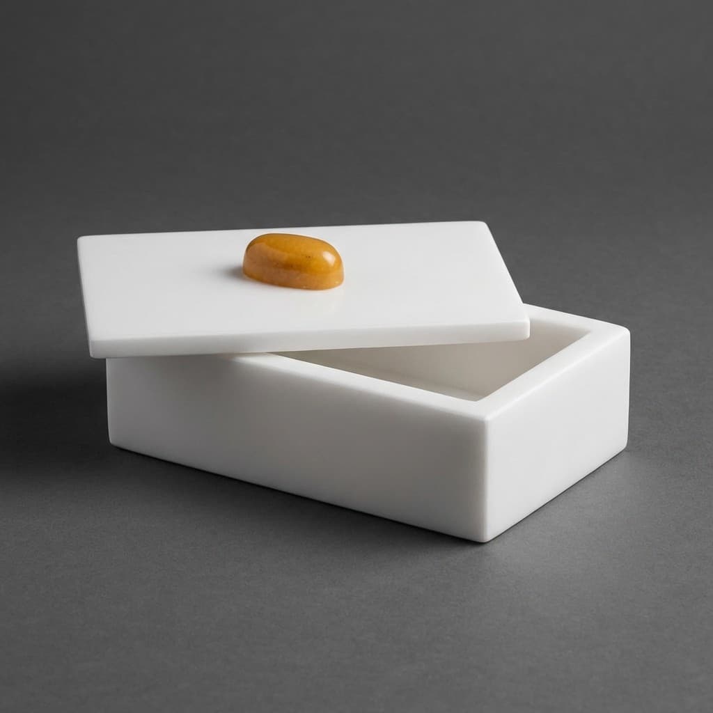 Exquisite Handcrafted Stone Trinket Box with Artisan Lid