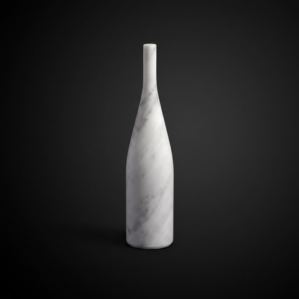 Artisan Hand-Carved Minimalist Sculptural Stone Bottle Vase
