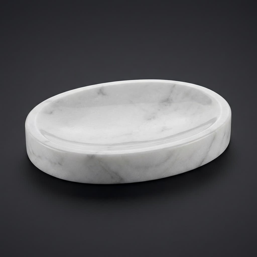 Handcrafted Artisan Oval Stone Soap Dish - hero-light