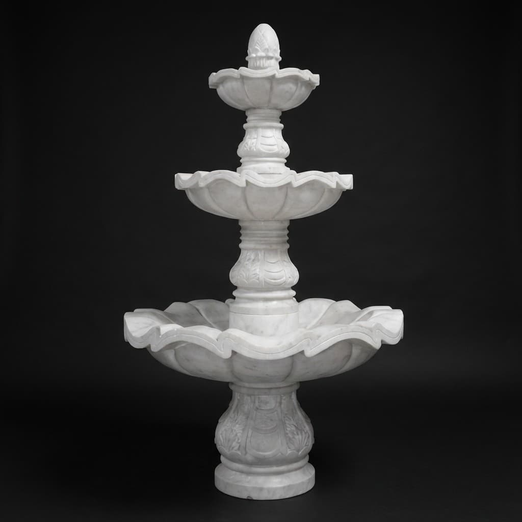 Exquisite Hand-Carved 3-Tier Classic Stone Water Fountain